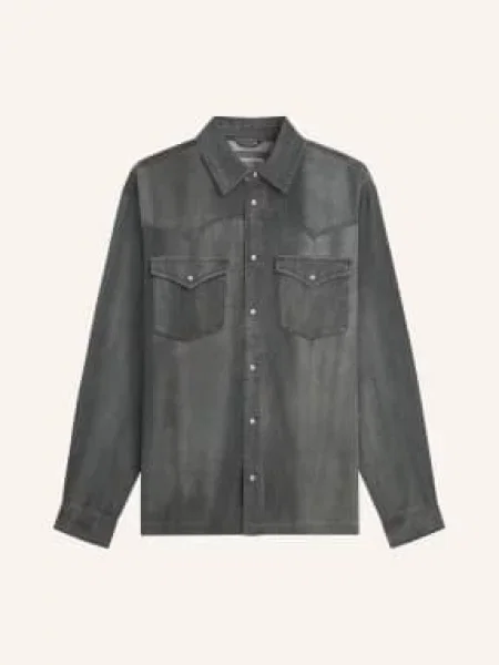 Scotch & Soda Košile Comfort Fit V Džínovém Stylu tmavě šedá