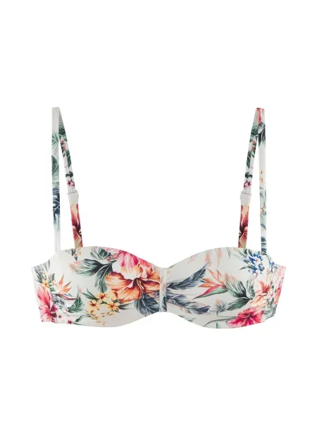 LASCANA Bikini zgornji del kremna / temno / oranžna / roza zelena