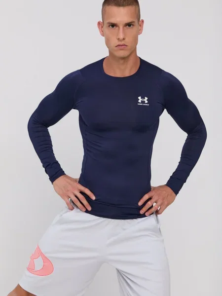 Majica z dolgimi rokavi za vadbo Under Armour modra