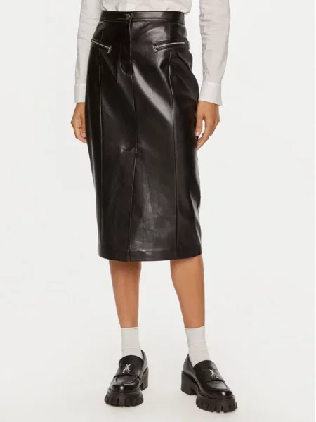 Кожаная юбка Patrizia Pepe черная