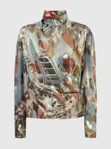 Блуза Rosenquist в принт з вирізом Lanvin блакитна