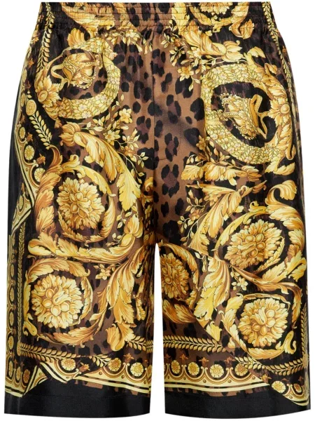 Pantaloni scurți Versace de mătase galben