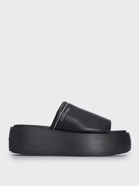 Кожаные шлепанцы Calvin Klein черные