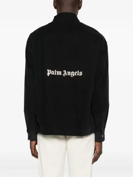 Cămașă Palm Angels de catifea cord gri