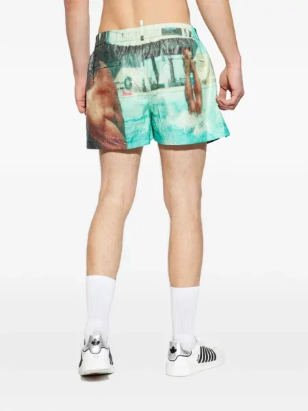 Slip de baie Dsquared2 cu imagine albastru