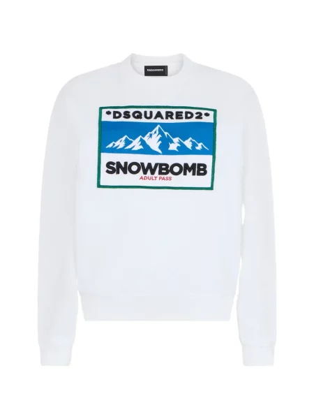 Hanorac crewneck Dsquared2 cu imagine cu decolteu rotund alb