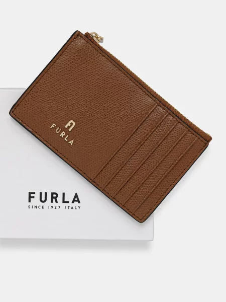 Furla portfel skórzany Camelia M brązowy