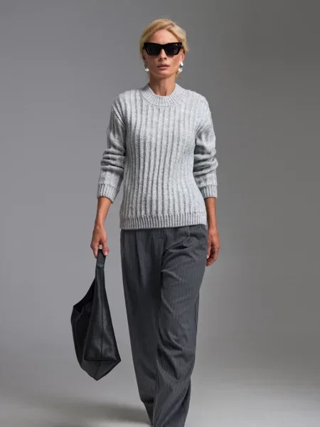 Светр TrikoBakh світло-сірий вовна/віскоза сірий