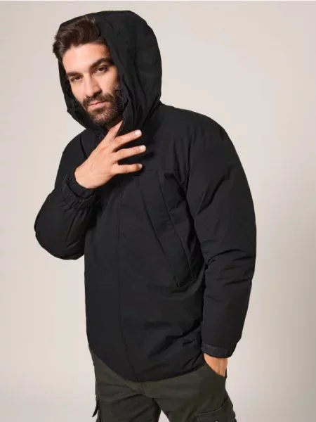 Sinsay Bunda s kapucí černá