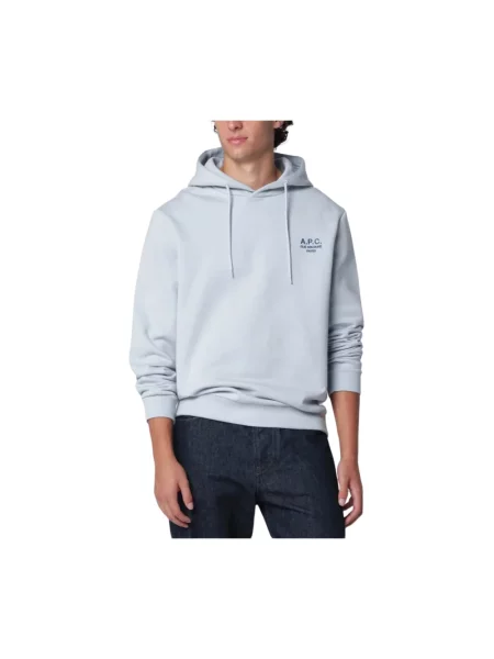 Bluza z kapturem A.p.c. z kapturem niebieska