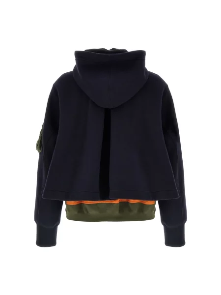 Bluza z kapturem Sacai z kapturem z twillu niebieska