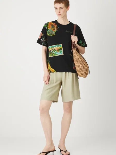 Medicine szorty gładkie high waist zielony