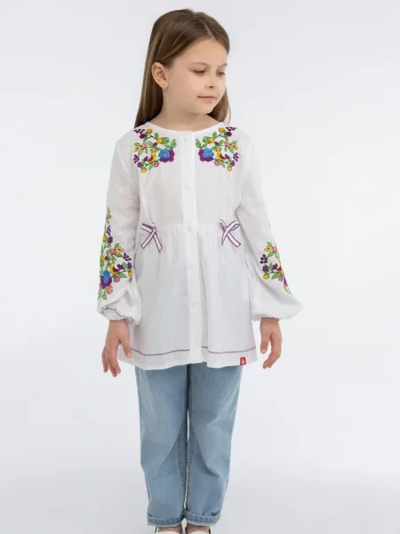 Детская рубашка Folk Moda белая