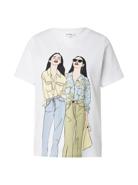 S.Oliver Tricou albastru deschis / galben deschis / verde deschis alb