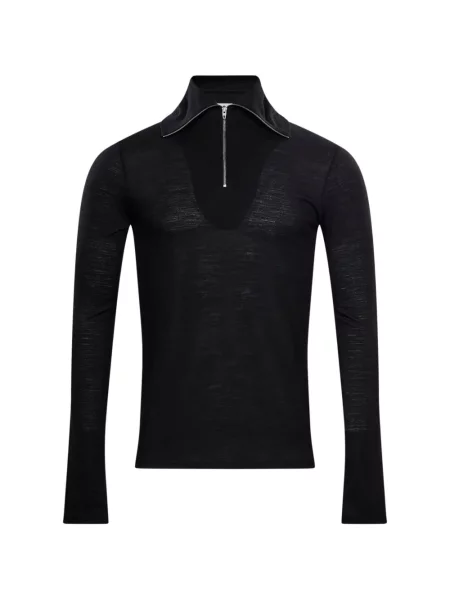 Lung tricou polo Jil Sander negru