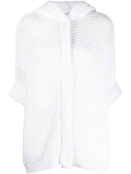 Top Brunello Cucinelli cu glugă chunky alb