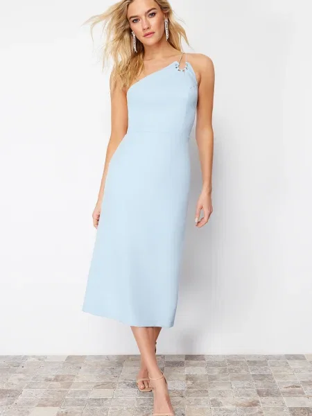 Sukienka wieczorowa Trendyol elegancka z kamieniami niebieska