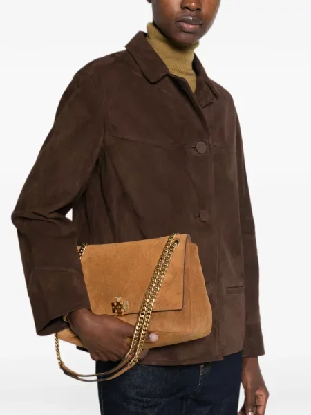 Matlasat geantă Tory Burch din piele de căprioară
