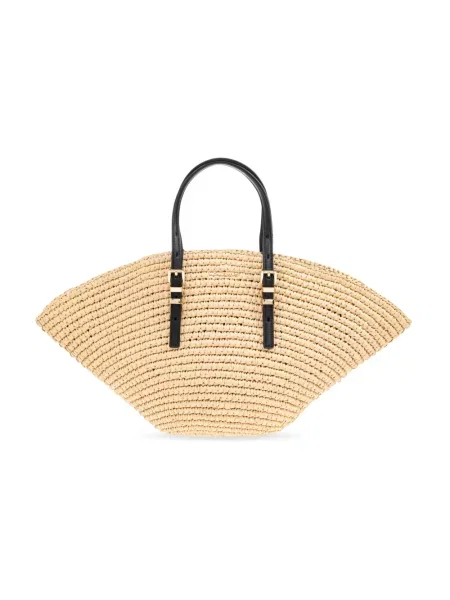 Torebka z efektem plecionki model ‘ISA’ beżowa