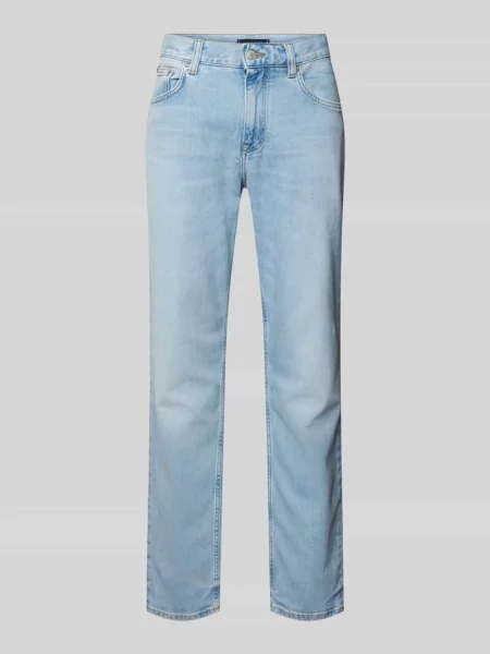 Dżinsy o kroju slim straight fit z mieszanki bawełny Tommy Hilfiger niebieskie