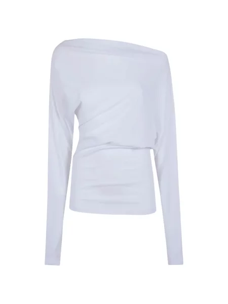 Top Ann Demeulemeester asimetric alb