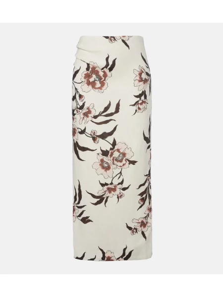 Fusta maxi Sir de in cu model floral alb