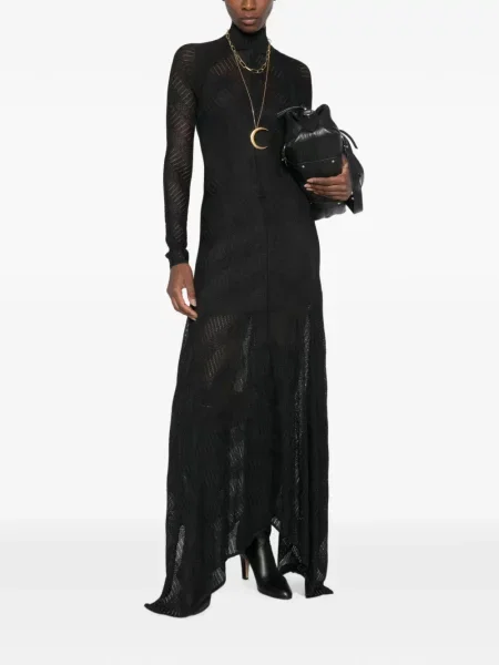 Rochie maxi Zimmermann tricotate asimetrică negru