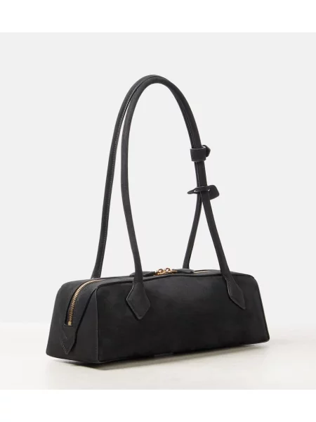 Geantă Alaïa din piele de căprioară negru