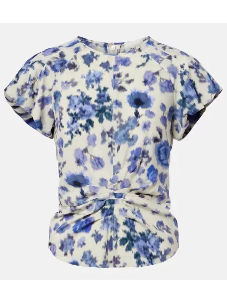 Top Isabel Marant de mătase cu model floral alb