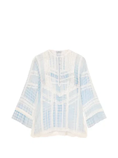 Bluză Ermanno Scervino de mătase albastru