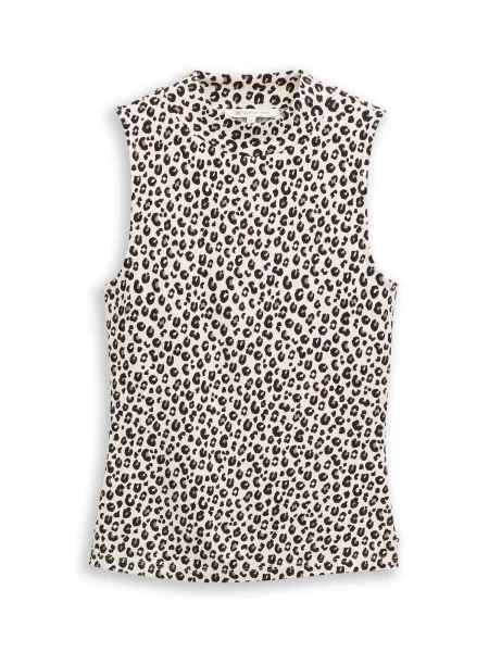 TOM TAILOR DENIM Top deschis / brocart / maro închis bej