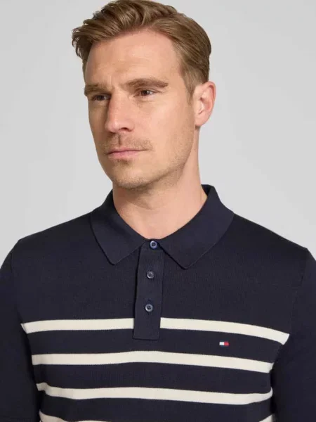 Koszulka polo z dzianiny o kroju regular fit z czystej bawełny Tommy Hilfiger granatowa