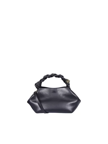 Torebka crossbody Ganni biznesowa z nadrukiem czarna