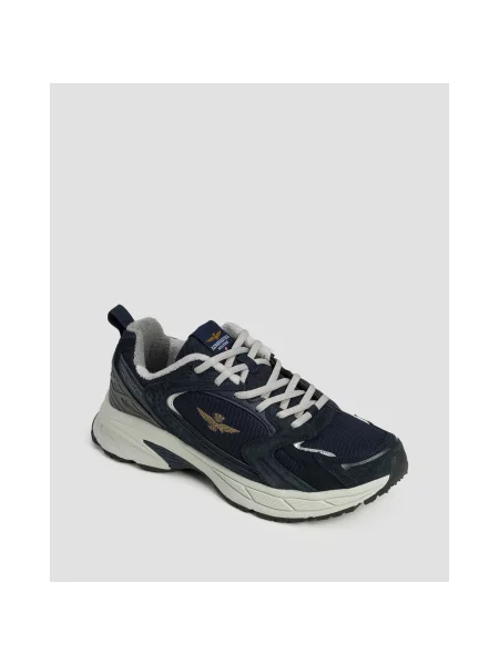 Sneakersy Aeronautica Militare skórzane niebieskie