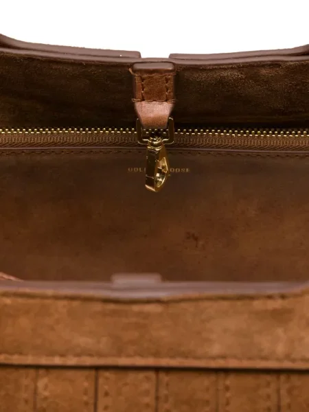 Geantă Golden Goose din piele de căprioară auriu