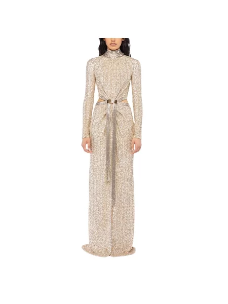 Sukienka Rabanne szyfonowa żółta