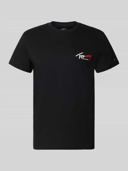 T-shirt krój slim fit z czystej bawełny Tommy Hilfiger czarna