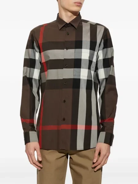 Košulja Burberry karirana s printom smeđa