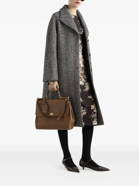 Palton Dolce & Gabbana cu model herringbone gri