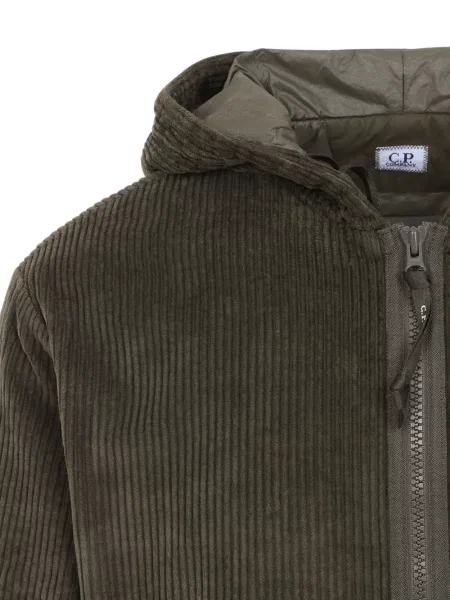 Geacă C.p. Company de catifea cord cu glugă verde