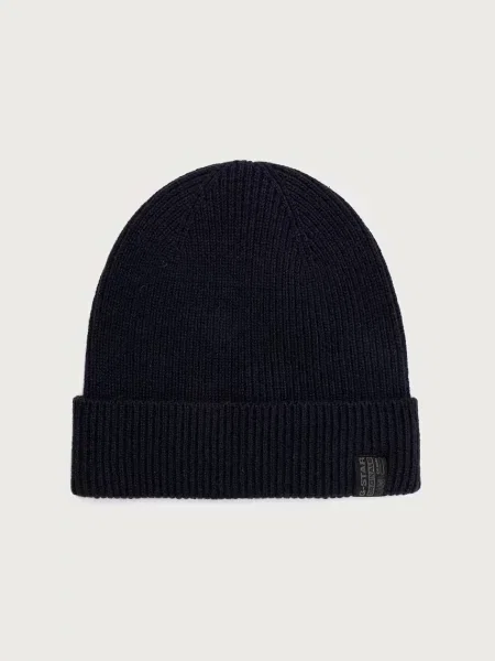 G-Star czapka wełniana Premium wool granatowa