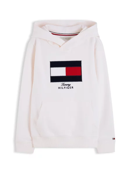 Tommy Hilfiger Mikina S Kapucí krémová / červená / tmavě modrá bílá