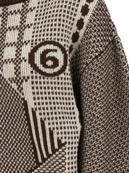 Rochie mini Mm6 Maison Margiela cu imprimeu geometric maro