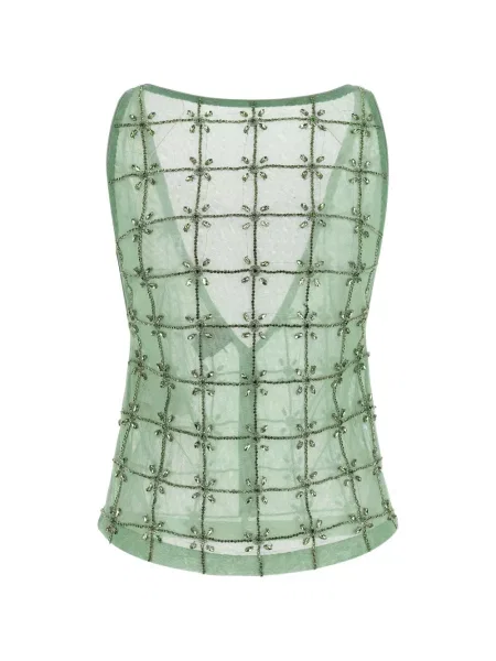 Top Pinko cu broderie verde