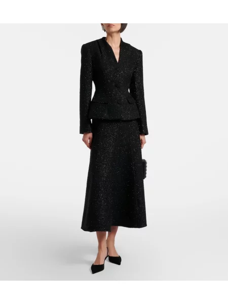 Bouclé rochie midi Self-portrait negru