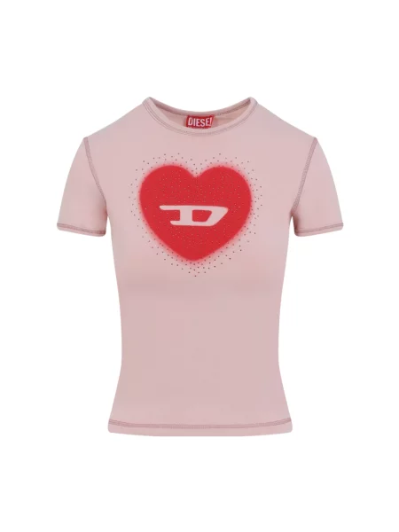Diesel Koszulki Kobieta XS T-shirt T-uncuties z logo serca różowy