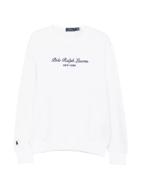 Pulover Polo Ralph Lauren cu broderie cu decolteu rotund alb