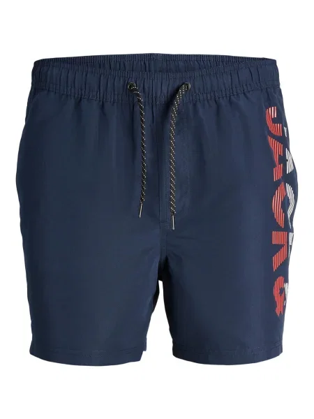 JACK & JONES Șorturi de baie FIJI bleumarin / roșu / alb