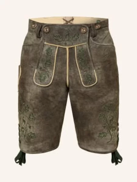 Beckert Kožené Kalhoty Saaldorf černošedá / tmavě zelená