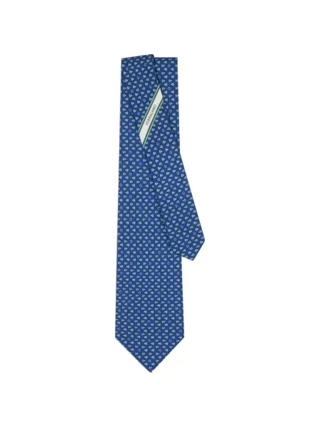 Cravată Ferragamo de mătase cu imagine albastru